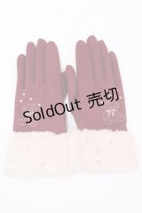 axes femme POETIQUE / クマ刺繍手袋  ワイン Y-24-12-29-013-AX-ZA-SZ-ZT394