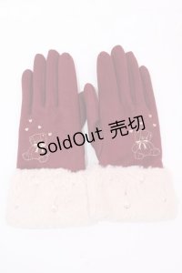 axes femme POETIQUE / クマ刺繍手袋  ワイン Y-24-12-29-013-AX-ZA-SZ-ZT394