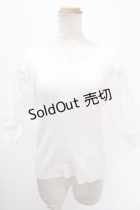 axes femme / 立体レース袖ニットプルオーバー M キナリ Y-25-01-01-063-AX-TO-SZ-OS