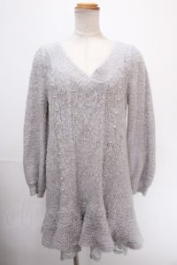 axes femme /ニットチュニック  ブルーグレー Y-25-01-01-068-AX-OP-AS-ZT361