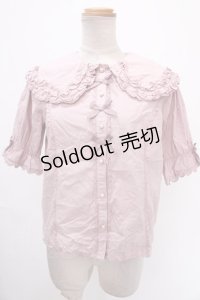 axes femme kawaii / 半袖丸襟コットンブラウス M ピンク Y-25-01-01-074-AX-BL-SZ-ZY