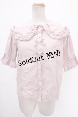 画像1: axes femme kawaii / 半袖丸襟コットンブラウス M ピンク Y-25-01-01-074-AX-BL-SZ-ZY