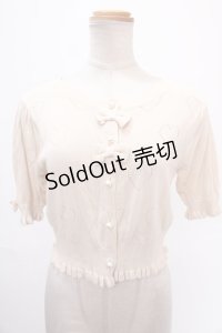 axes femme kawaii / ハート柄透かし半袖ニットカーディガン  キナリ Y-25-01-01-090-AX-TO-SZ-OS