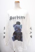 Amilige / Hard core Bear 袖プリントロングT  白 Y-25-01-01-111-PU-TO-SZ-ZY
