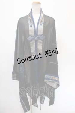 画像1: Ozz oneste / 着物袖シフォンカーディガン  黒 Y-25-01-01-115-OO-JA-AS-ZY