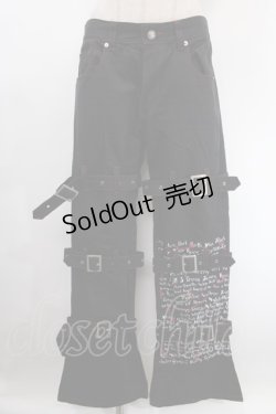 画像1: KEYSTATION THE U.K / ベルト付きパンツ 78 ブラック Y-25-01-01-167-PU-PA-SZ-ZT070