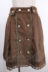 axes femme / ダブルボタンフリルスカート M 茶 Y-25-01-01-177-AX-SK-SZ-ZT283