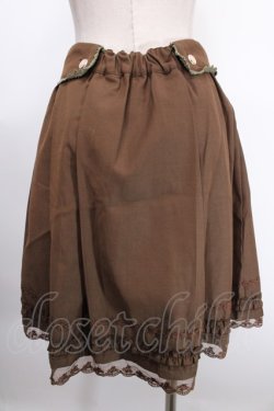 画像2: axes femme / ダブルボタンフリルスカート M 茶 Y-25-01-01-177-AX-SK-SZ-ZT283