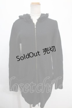 画像1: BPN / ニットロングパーカー  黒 Y-25-01-10-083-GO-TO-SZ-ZT097