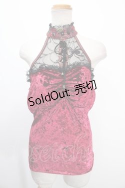 画像1: Qutie Frash / ベロアホルターキャミソール  ワイン Y-25-01-10-087-QU-TO-SZ-ZY