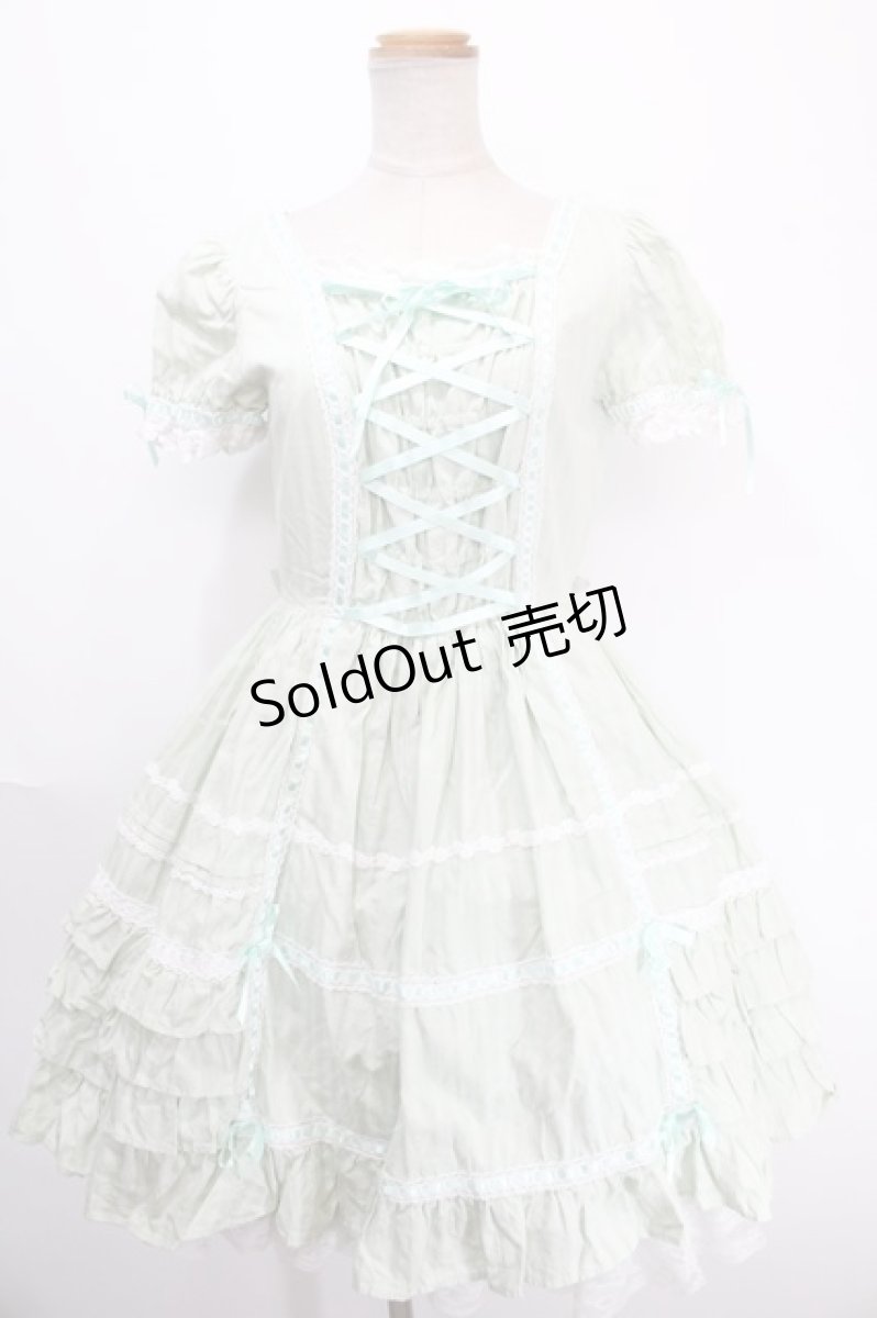画像1: Angelic Pretty / サテンクラシカルフリルワンピース  ミント Y-25-01-10-154-AP-OP-SZ-ZY (1)
