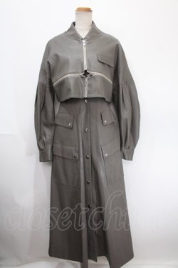 画像1: Melt the lady / チェーンレザーライクロングコート F グレー Y-25-01-10-172-PU-CO-SZ-ZT-C034