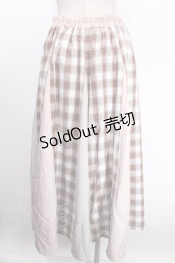 画像2: axes femme / サイドバックル柄切替スカート F 茶 Y-25-01-13-100-AX-SK-SZ-OS