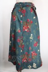 axes femme / バスケットブーケ柄スカート  グリーン Y-25-01-13-112-AX-SK-SZ-ZT234