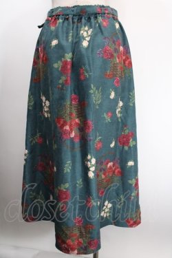 画像2: axes femme / バスケットブーケ柄スカート  グリーン Y-25-01-13-112-AX-SK-SZ-ZT234