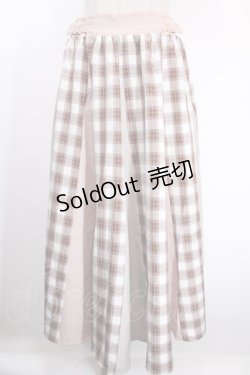 画像1: axes femme / サイドバックル柄切替スカート F 茶 Y-25-01-13-118-AX-SK-SZ-OS