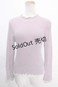 axes femme / 袖レースメローニットプルオーバー F ラベンダー Y-25-01-13-020-AX-TO-SZ-ZT347
