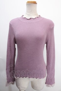 画像1: axes femme / 袖レースメローニットプルオーバー F ラベンダー Y-25-01-13-020-AX-TO-SZ-ZT347