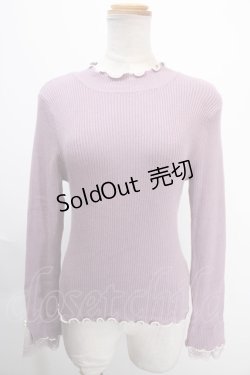 画像1: axes femme / 袖レースメローニットプルオーバー F ラベンダー Y-25-01-13-020-AX-TO-SZ-ZT347