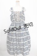 axes femme / フラワーボーダーワンピース  ブルー Y-25-01-13-046-AX-OP-SZ-ZI