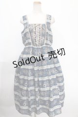axes femme / フラワーボーダーワンピース  ブルー Y-25-01-13-046-AX-OP-SZ-ZI