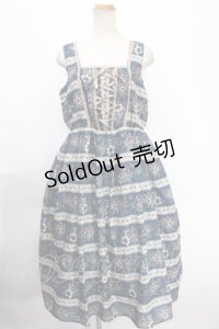 axes femme / フラワーボーダーワンピース  ブルー Y-25-01-13-046-AX-OP-SZ-ZI