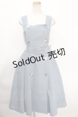 axes femme / 釦デザインジャンスカ M ブルー Y-25-01-13-049-AX-OP-SZ-ZS