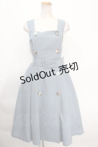 axes femme / 釦デザインジャンスカ M ブルー Y-25-01-13-049-AX-OP-SZ-ZS