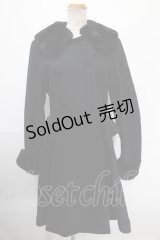 Moi-meme-Moitie / ファー付きバッスルコート  黒 Y-25-01-14-064-MO-CO-SZ-ZT-C061