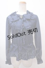 metamorphose / スクエアあきリボンブラウス  ネイビー Y-25-01-14-019-ME-BL-SZ-ZY