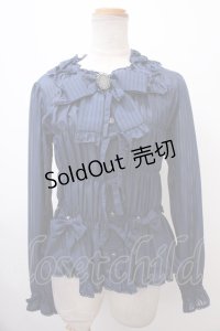 metamorphose / スクエアあきリボンブラウス  ネイビー Y-25-01-14-019-ME-BL-SZ-ZY