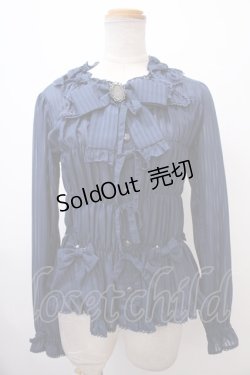 画像1: metamorphose / スクエアあきリボンブラウス  ネイビー Y-25-01-14-019-ME-BL-SZ-ZY