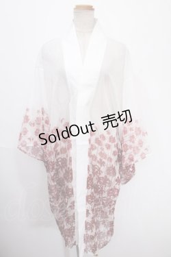 画像1: axes femme kawaii / 彼岸花柄シアー着物風羽織 M 白 Y-25-01-14-031-AX-TO-SZ-OS