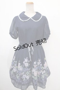 画像1: axes femme POETIQUE / 花柄ストライプワンピース  紺 Y-25-01-16-096-AX-OP-SZ-OS