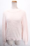 axes femme / 花パールラメフェザーニット M ピンク Y-25-01-16-022-AX-TO-SZ-ZT378
