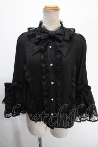 axes femme kawaii / 姫袖7分丈ブラウス  黒 Y-25-01-16-027-AX-BL-SZ-OS