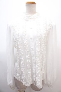 Qutie Frash / 大人パフスリーブブラウス  白 Y-25-01-22-067-QU-BL-SZ-ZY