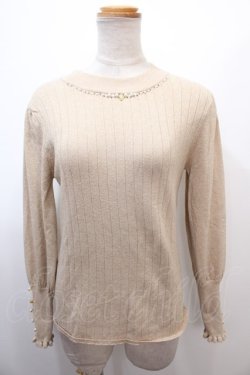 画像1: axes femme / ビジューニットインナープルオーバー M ゴールド Y-25-01-22-076-AX-TO-SZ-ZT347