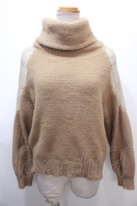 axes femme / レース切替ニットプルオーバー M キャメル Y-25-01-22-077-AX-TO-SZ-ZT366