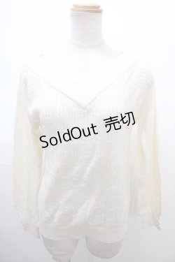 画像1: axes femme / バイカラーVネックニットプルオーバー M 生成り Y-25-01-22-083-AX-TO-SZ-ZT312