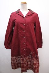 axes femme / チェックシャツワンピース  赤 Y-25-01-22-136-AX-OP-SZ-ZT137