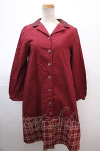 axes femme / チェックシャツワンピース  赤 Y-25-01-22-136-AX-OP-SZ-ZT137