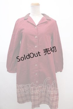 画像1: axes femme / チェックシャツワンピース  赤 Y-25-01-22-136-AX-OP-SZ-ZT137