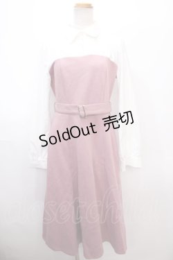 画像1: axes femme / ドッキングワンピース  白×ピンク Y-25-01-22-145-AX-OP-SZ-ZI