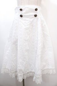 ATELIER PIERROT /コットンレースハイウエストスカート  白 Y-25-01-22-212-EL-SK-AS-ZY