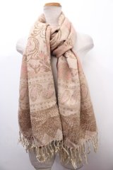 axes femme / ローズジャガードストール  ベージュｘピンク Y-25-01-22-026-AX-ZA-AS-ZT301