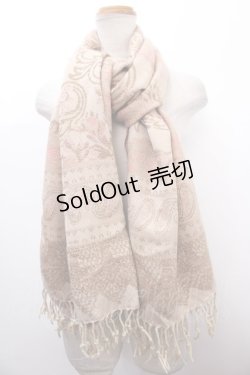 画像1: axes femme / ローズジャガードストール  ベージュｘピンク Y-25-01-22-026-AX-ZA-AS-ZT301
