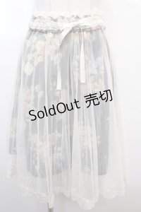 axes femme / チュール×フルーツ柄スカート M 紺 Y-25-01-23-056-AX-SK-SZ-ZI