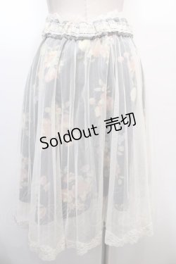 画像2: axes femme / チュール×フルーツ柄スカート M 紺 Y-25-01-23-056-AX-SK-SZ-ZI