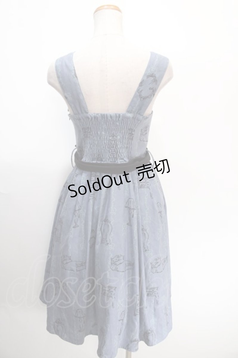 画像2: 【SALE】Fi.n.t / ベルト付きクローゼット柄ワンピース F ブルー Y-25-01-23-095-CA-OP-SZ-ZT062 (2)